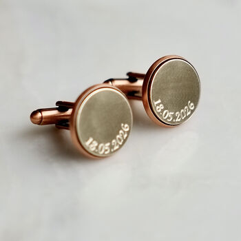 Personalised Curve Engraved Bronze And Copper Cufflinks, 7 of 11