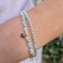 Sterling Silver March Aquamarine Beaded Bracelet: March Birthstone, Personalised Heart Charm, thumbnail 4 of 4