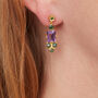Amethyst Emerald Gold Plated Silver Drop Stud Earrings, thumbnail 2 of 9
