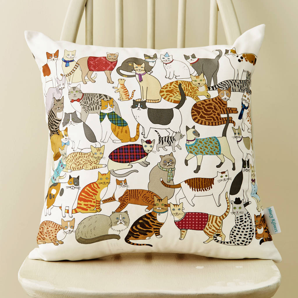 crafty cats cushion by mary kilvert | notonthehighstreet.com