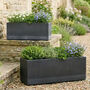 Set Of Two Mela Wide Black Ribbed Planter, thumbnail 2 of 6