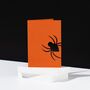 Foiled Black Spider, Orange Halloween Card, thumbnail 5 of 7