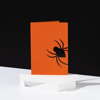Foiled Black Spider, Orange Halloween Card, 5 of 7