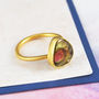 Watermelon Tourmaline Birthstone Gold Plated Ring, thumbnail 1 of 2
