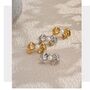 Monaco Ivory D’or Gold Pearl Charm Ribbon Earrings, thumbnail 2 of 4