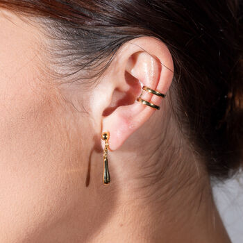 Short Drop Designer Earrings In 18ct Gold Vermeil, 2 of 4