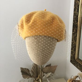 Yellow Beret With Optional Veil And Accessories, 4 of 12
