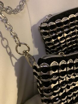 Upcycled Eco Fashion Shiny Crochet Ring Pulls Bag, 11 of 12