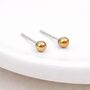 Sterling Silver Gold Champagne Freshwater Pearl Micro Stud Earrings – 3mm, thumbnail 2 of 4
