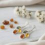 Sterling Silver And Multicolour Amber Leaf Earrings, thumbnail 2 of 3