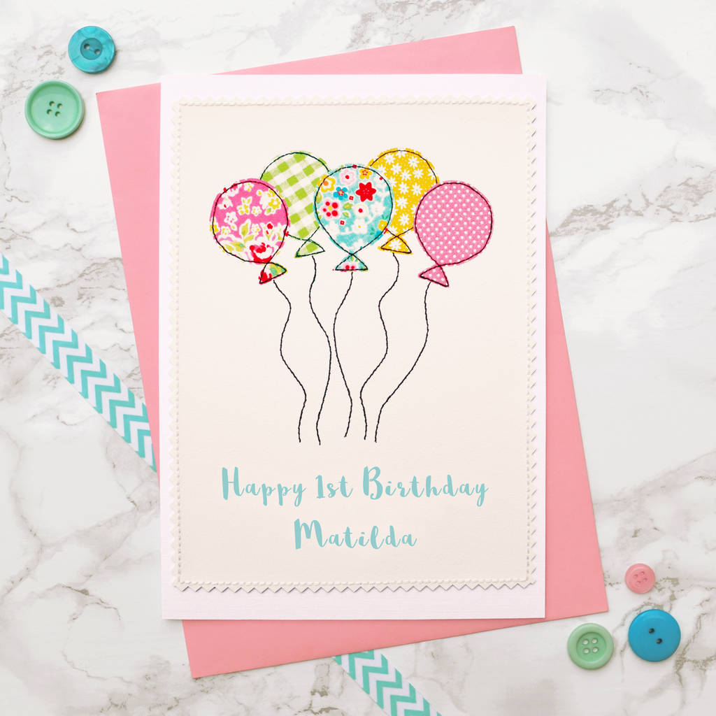 Balloons Handmade Girls First Birthday Card By Jenny Arnott Cards