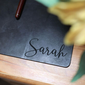 Vintage Leather Personalised Initials Desk Mat, 8 of 12
