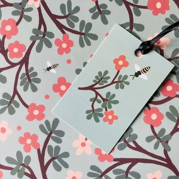 Flowers And Bees Illustrated Wrapping Paper, 4 of 4