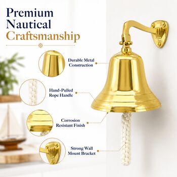 Vintage Ship Bell In Solid Brass, 2 of 11