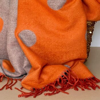 Cashmere Blend Dots Scarf In Orange, 3 of 5