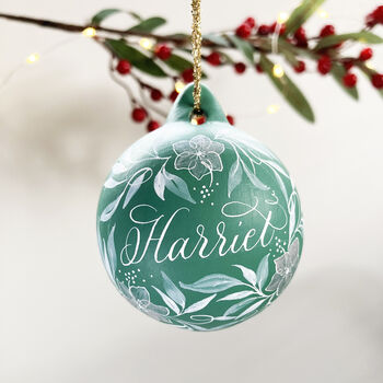 Personalised Hand Painted Green Christmas Bauble, 4 of 5