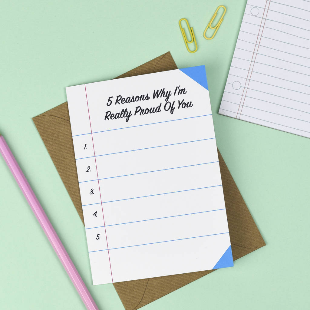 five reasons i'm proud of you list card by kate and the ink ...