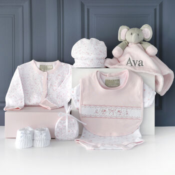 Personalised Elephant Comforter And Pink Baby Gift Set, 2 of 12