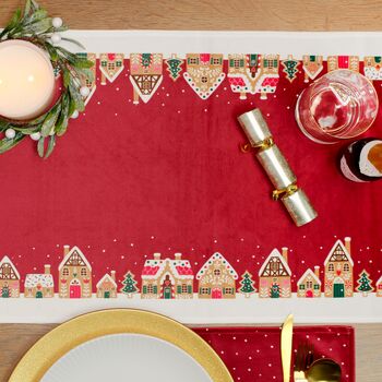 Christmas Table Runner Red Gingerbread, 2 of 8