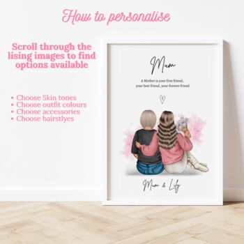 Mother And Daughter Personalised Keepsake Print Gift For Mum, 4 of 8