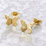 Solid Gold Tiny Butterfly Stud Earrings, thumbnail 2 of 3