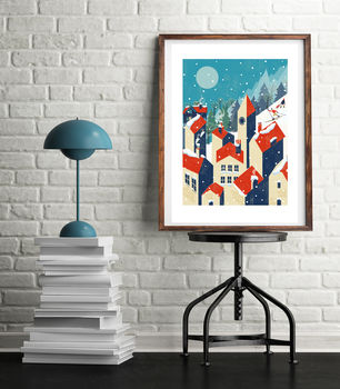 Nordic Winter Village Print, 2 of 3