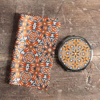 Orange Fox Flower Compact Mirror And Lens Cloth, 4 of 12