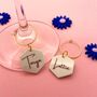 Honeycomb Wedding Favour Glass Charms Personalised, thumbnail 2 of 3