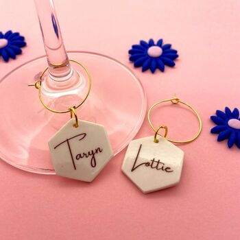 Honeycomb Wedding Favour Glass Charms Personalised, 2 of 3