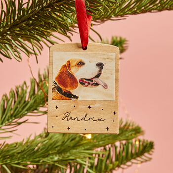 Personalised Wooden Photo Block Christmas Bauble, 5 of 8
