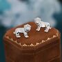 Tiny Lion Stud Earrings In Sterling Silver, thumbnail 3 of 11