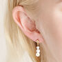 White Millefiori Flower Drop Earrings In Gold, thumbnail 1 of 4