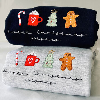 Embroidered Christmas Jumper 'Sweet Christmas Wishes', 3 of 7