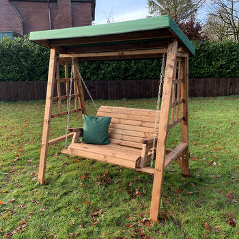Dorset Two Seater Wooden Garden Swing Seat, 4 of 6