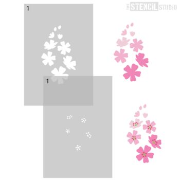 Round Tree With Cherry Blossom Stencil Pack, 6 of 12