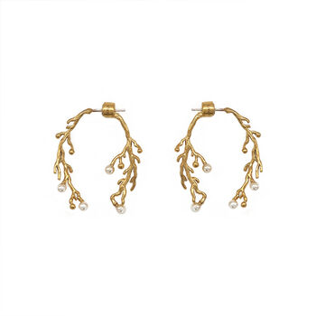 Lush Gold Plated Pearl Small Earrings, 5 of 6