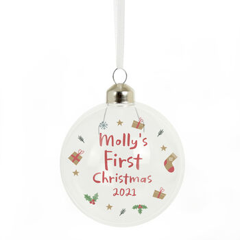 Baby's First Christmas Custom Glass Bauble, 2 of 3