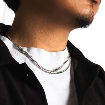 Mens Gold Emerald Necklace Chain Mens Green Gem, 9 of 10