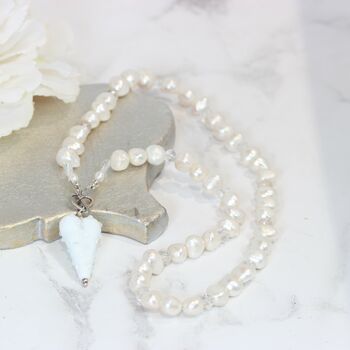 White Pearl Necklace With Heart, 3 of 6
