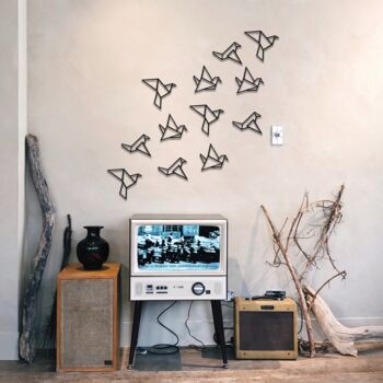 Origami Flock Of Birds Geometric Wooden Wall Art Set, 6 of 12
