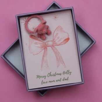 Personalised Happy Birthday Kids Fluffy Pink Teddy Bear Ring, 6 of 7