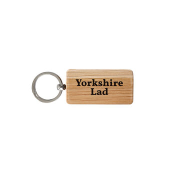 Up North Rectangular Oak Keyring 'Yorkshire Lad' | Novelty Keyring | House Keys, 2 of 2
