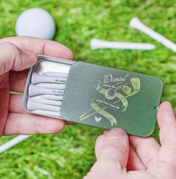 Personalised Funny Couples Golf Tees In A Tin, 5 of 5