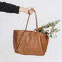 Caramel Soft Leather Lined Tote Handbag, thumbnail 3 of 10