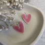 Bright Pink Statement Ceramic Heart Earrings, thumbnail 7 of 8
