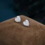 White Opal Heart Stud Earrings In Sterling Silver, thumbnail 7 of 11