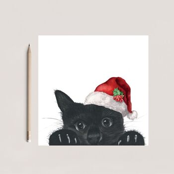 Cute Kitten Red Hat Christmas Card, 3 of 6