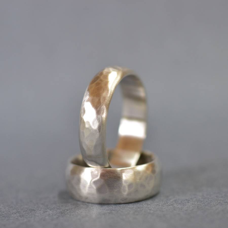 Handmade Silver Wedding Ring With Hammered Finish By muriel & lily ...