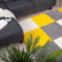 The Rugs Geometric Shaggy Rug Yellow Checkered Rug, thumbnail 3 of 12