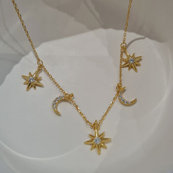 Moon And Star Charm Necklace, 3 of 5